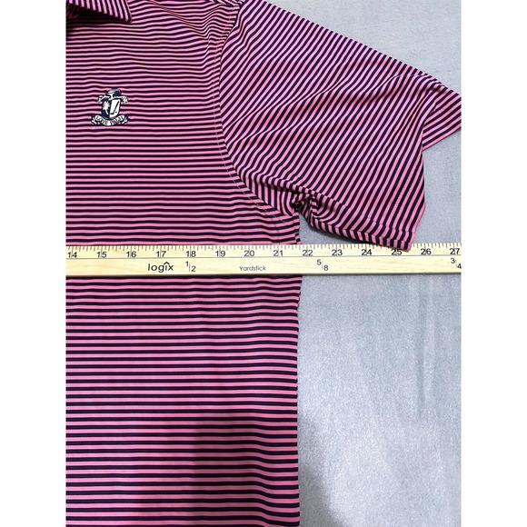 Footjoy Shirt Mens M Pink Stripe Polo Polyester Blue Golf Colorful Bright - Picture 4 of 8